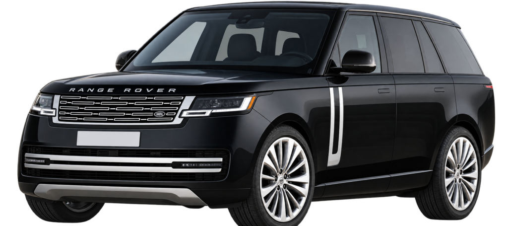 Luxury black car limousine fleet parked at Backstage Global Atlanta transportation service
